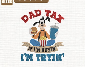 File per ricamo a macchina "Disney Dad Tax Pippo - Disegno del Regno Magico" (Download immediato)