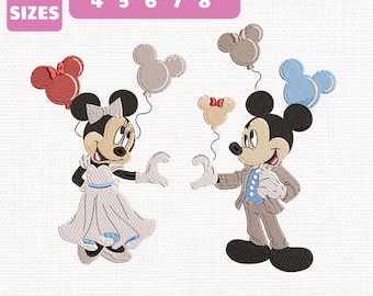 Mickey Mr And Minnie Mrs Bundle Machine Embroidery File, Disney Wedding Partty Design (Instant Download)