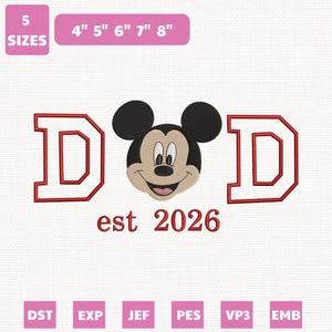 Disney Mickey Mouse Dad Machine Embroidery File, Father'S Day Design (Instant Download)