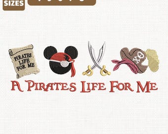 A Pirate's Life For Me Maschinenstickdatei, Disney Mickey Cruise Design (Instant Download)