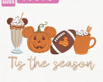 Archivo de bordado a máquina de calabaza de otoño de Disney "Tis The Season", diseño de Halloween de Disneyland (descarga instantánea)