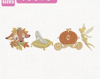 Magical Castle Pumpkin Fall Machine Embroidery File, Disney Girl Trip (Instant Download)