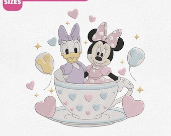 Disney Minnie und Daisy Maschinenstickdatei, Disneyland Trip Design (Instant Download)
