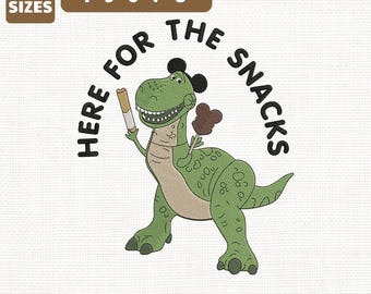 Ecco il file per ricamo a macchina di Snacks Rex Toy Story (download immediato)