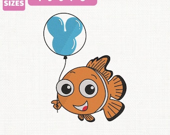 Nemo Micky Ballon Maschinenstickdatei, Disney Familienurlaub (Instant Download)