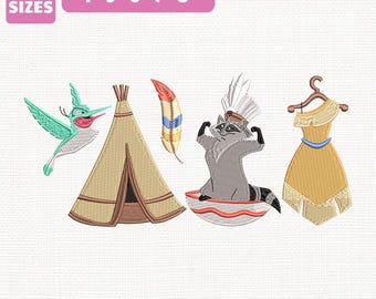 File per ricamo a macchina Disney Pocahontas, disegno della principessa Disney (download immediato)