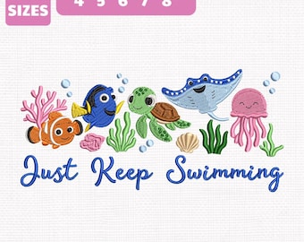 Disney Just Keep Swimming Finding Nemo Machine Embroidery File, Magic Kingdom Design (Instant Download)
