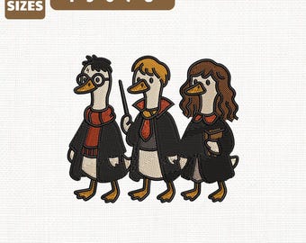 File per ricamo a macchina "Magical Silly Goose", design per amanti dei libri (download immediato)