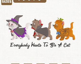 Disney Aristocats Halloween Machine Embroidery File, Disneyland Halloween Witch Design (Instant Download)
