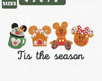 Tis The Season Christmas Mickey Machine Embroidery File, Disney Mickey Mouse (Instant Download)