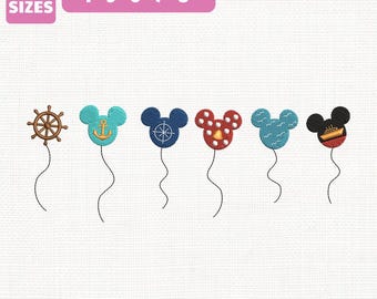 Disney Mickey And Friend Balloons Cruise Machine Embroidery File, Disney Vacation (Instant Download)