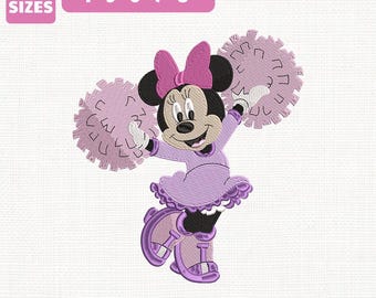 File per ricamo a macchina di Minnie cheerleader Disney, disegno per una vacanza a Disneyland (download immediato)