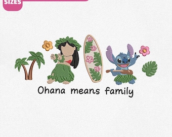 File per ricamo a macchina "Ohana Means Family Stitch", Disney Magical Kingdom (Download immediato)
