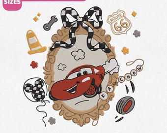 File per ricamo a macchina Disney McQueen Cars, disegno Disney Girl Trip (download immediato)