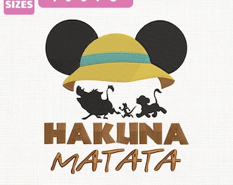 Fichier de broderie Machine Disney Safari Hakuna Matata, Design Animal Kingdom (téléchargement instantané)