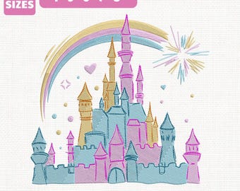 File per ricamo a macchina del castello di Disneyland, disegno del Disney Magic Kingdom (download immediato)