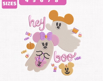 Boo To You Mickey Minnie Mouse Ghost Halloween Machine Embroidery File (Instant Download)