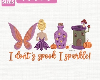 I Don'T Spook I Sparkle Tinker Bell Disney Halloween Machine Embroidery File (Instant Download)