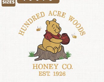 File per ricamo a macchina "Hundred Acre Woods Honey", disegno di Winnie the Pooh (download immediato)