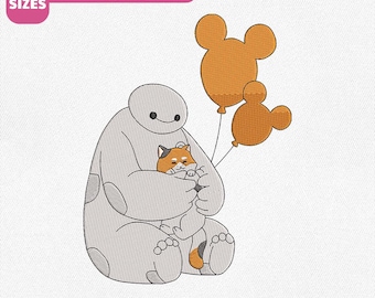 File per ricamo a macchina Disney Baymax Big Hero 6, disegno per vacanze in famiglia (download immediato)