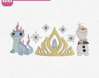 File per ricamo a macchina Disney Princess Frozen, disegno di Olaf e Bruni (download immediato)