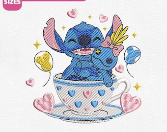 File per ricamo a macchina Disney Stitch e Scrump, disegno del Regno Magico (download immediato)