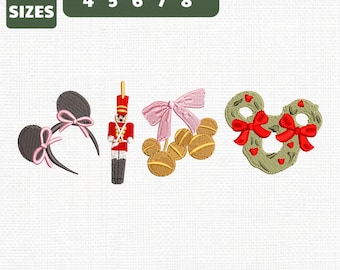 Tis The Season Mickey Mouse Ear Machine Embroidery File, Disney Christmas Design (Instant Download)
