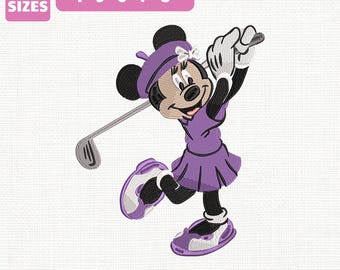 Fichier de broderie Machine Minnie Mouse Golf, Magic Kingdom Design (téléchargement instantané)