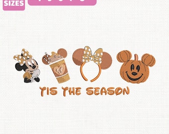 File per ricamo a macchina Disney Tis The Season Minnie Mouse Autunno (Download immediato)