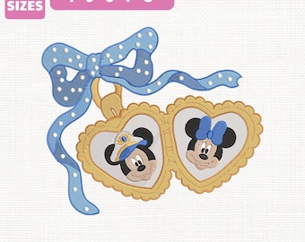 File per ricamo a macchina "Andiamo in crociera" di Topolino e Minnie, coordinato per la famiglia Disney (download immediato)