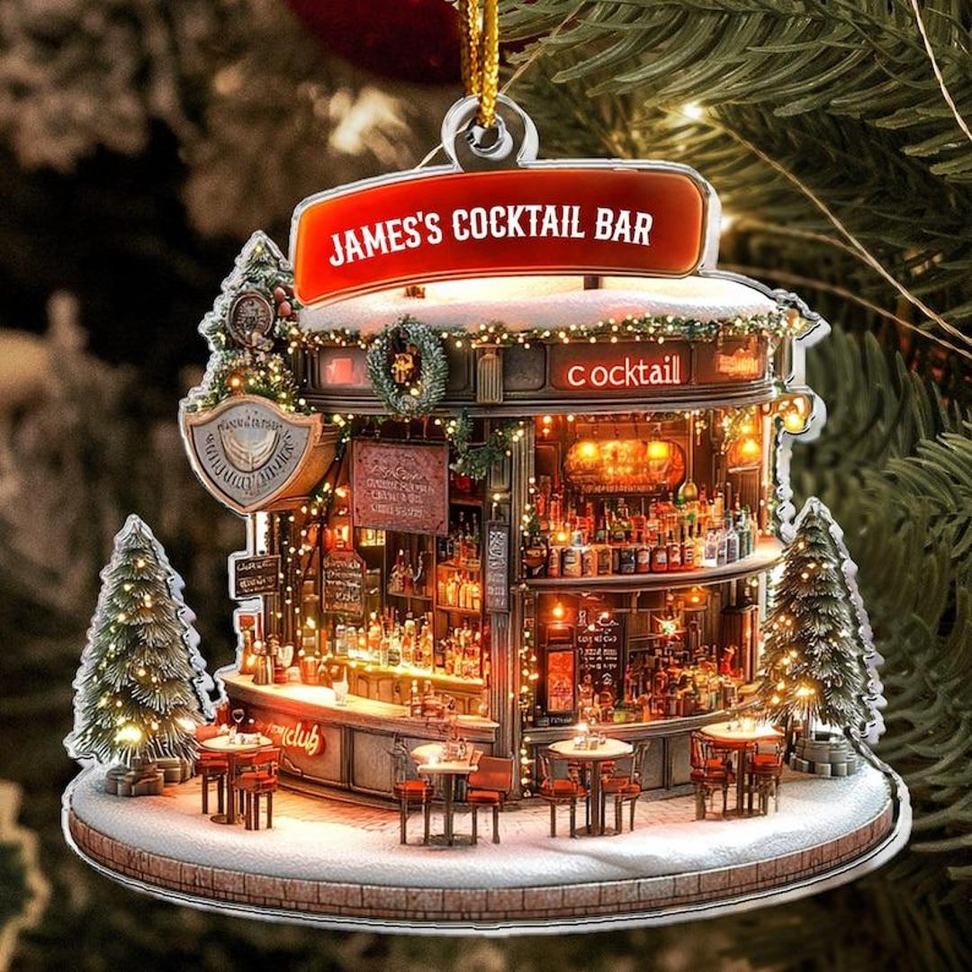Personalized Acrylic Cocktail Bar Christmas Ornament - Etsy