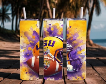 LSU Tigers Football 20oz Tumbler, Dishwasher Safe