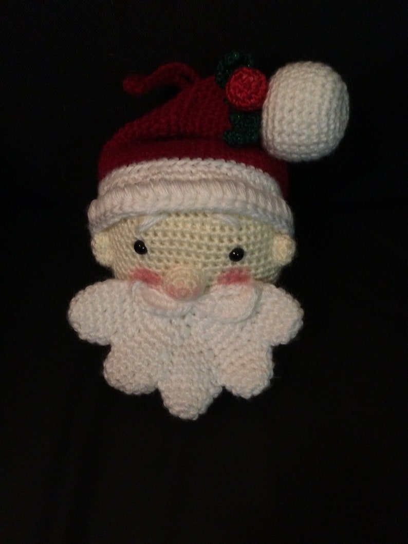 MAKE AN OFFER Hand crocheted Santa Ornament image 1