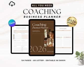 2026 Coach Business Planner | Easy Editable Canva Template | Coaching Workflow & Framework Guide