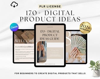 170+ Digital Product Ideas Canva Template | Content Creator Business Ideas  |  US Letter  |  PLR License