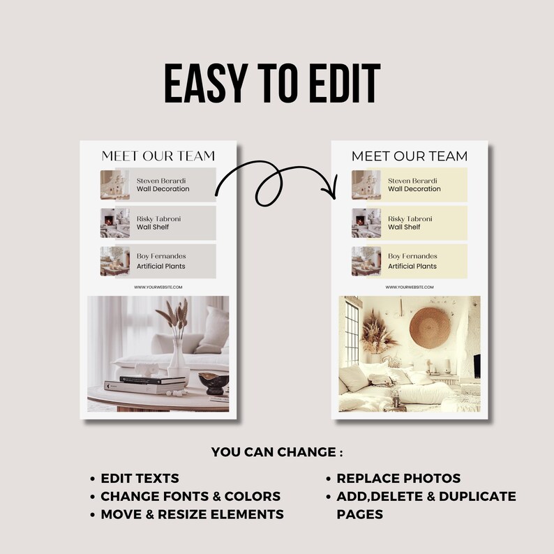 180 Interior Minimalist Canva Templates | Social Media Bundle (digital ...