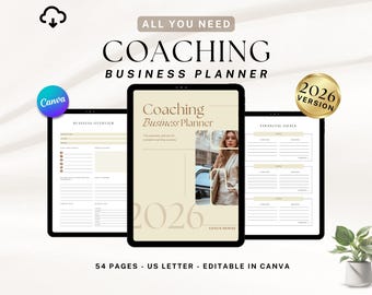 2026 Coach Business Planner | Coaching Guide Template | Editable Canva Workbook