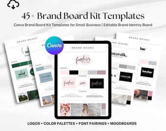 Canva Brand Board Kit Templates: 46 Logo, Font & Color Palettes (Digital Download)
