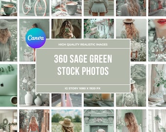 360 Sage Green Stock Photos IG Story (1080x1920) | Soft Feminine Minimalist | Luxury Instagram Templates