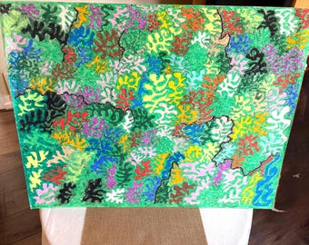 Original Abstract Mixed Media Art, Colorful Geometric Wall Artwork, Whimsical Contemporary Painting