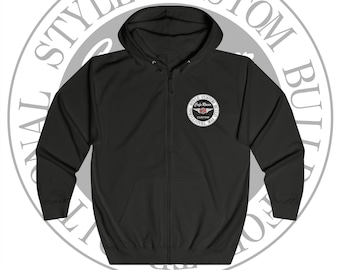 Cafe Racer Bikers Emblem Full-Zip Hoodie (A1 Series Jet Black Edition) ｜ BikersPremier