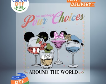 Disney Epcot Pour Choices DTF Transfer: Rolig dryck runt om i världen, redo att pressas