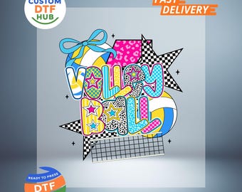 Preppy volleybal DTF-overdracht: opstrijkbare sportsticker