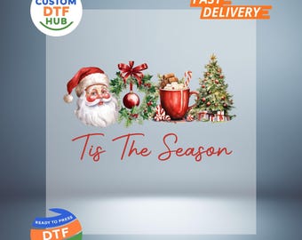 Retro kerst DTF-overdracht: kerstman opstrijksticker, hitteoverdracht van het seizoen