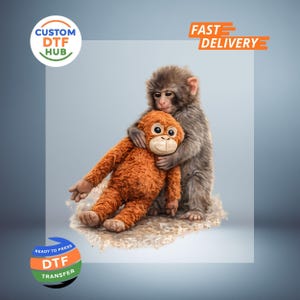 Punch Monkey DTF Transfer: Trending Monkey fertig zum Pressen, Geschenk für Tierliebhaber