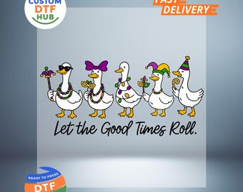 Mardi Gras Silly Goose DTF Transfer: Karnawał gotowy do druku