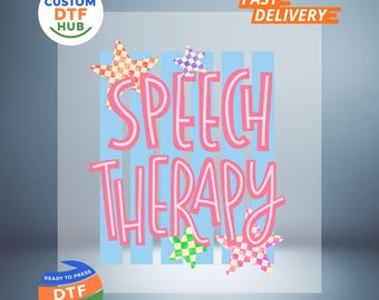 Gestreepte logopedie DTF-transfer, preppy leraar, klaar om te strijken, strijkapplicatie voor de start van het schooljaar.