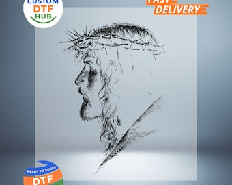 Crown of Thorns Jesus DTF Transfer, Vintage Religious Ready To Press, Christian Faith  Iron-On