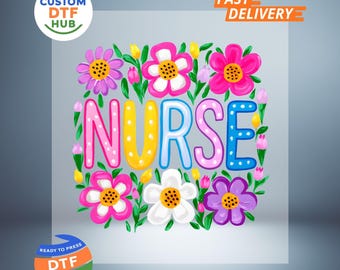 Floral Nurse DTF Transfer: Nurse Iron On Decal