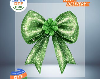 St. Patrick's Day Bow DTF-overdracht: Shamrock Ready To Press